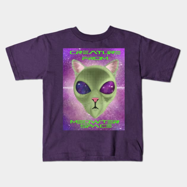 Creature from meow-ter space w/ galaxy eyes Kids T-Shirt by WolfCommander